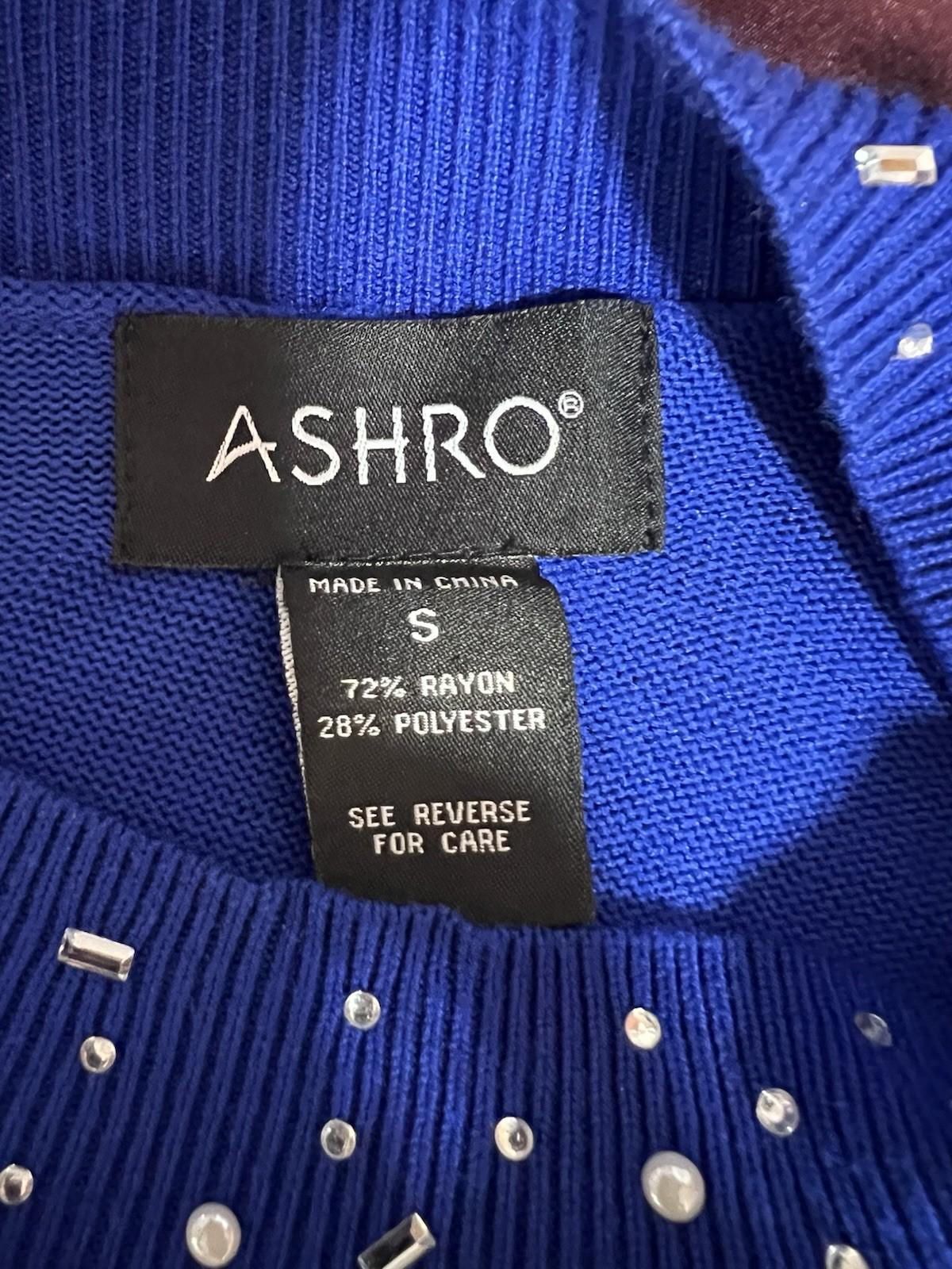Ashro Sweater Dress Size S Pearl Peplum Blue Beaded Embellished Formal Ruffle