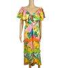 Alden Adair Camilla Santiago Midi Maxi Dress Size M Resort Tropical Ruffle