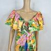 Alden Adair Camilla Santiago Midi Maxi Dress Size M Resort Tropical Ruffle