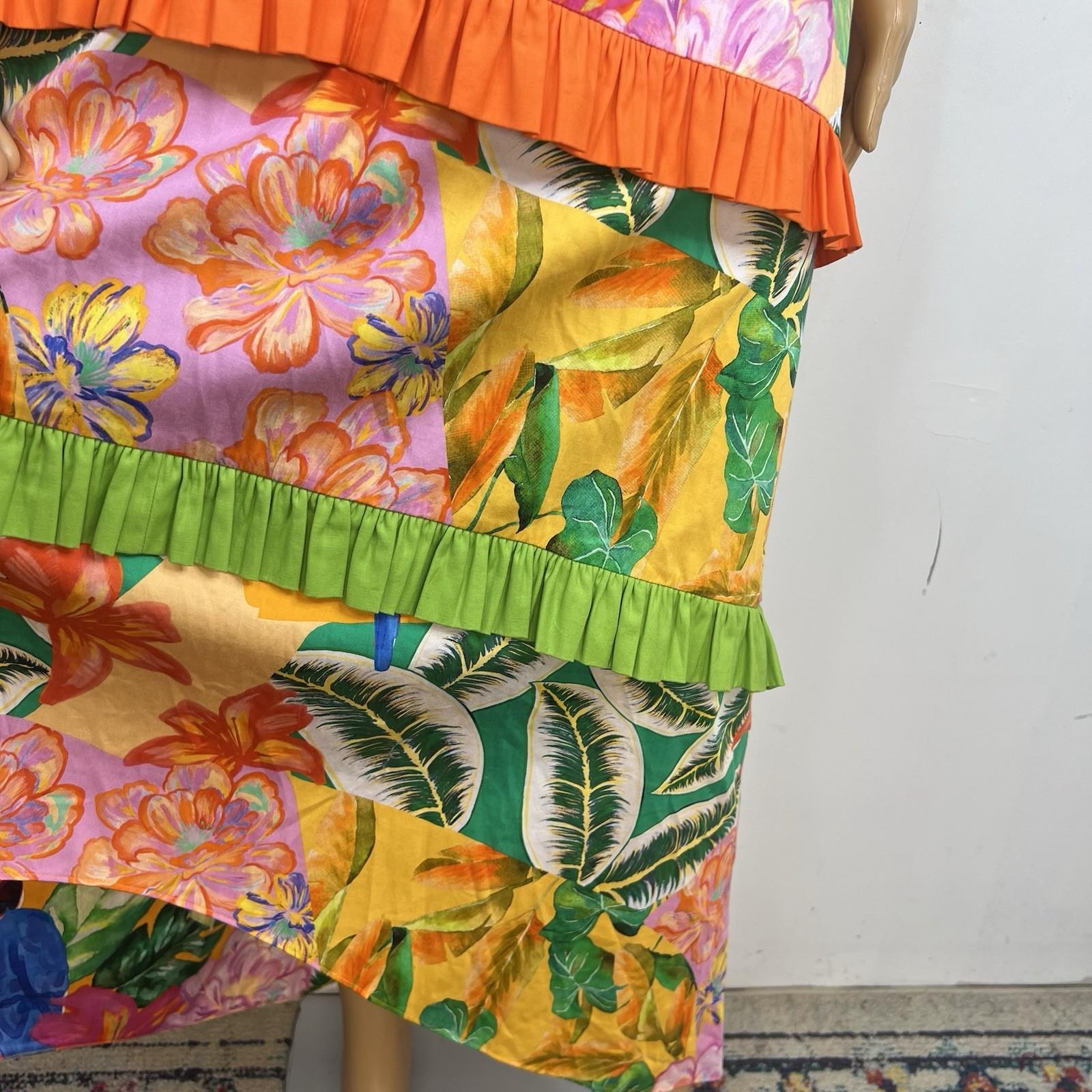 Alden Adair Camilla Santiago Midi Maxi Dress Size M Resort Tropical Ruffle