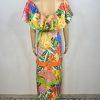 Alden Adair Camilla Santiago Midi Maxi Dress Size M Resort Tropical Ruffle