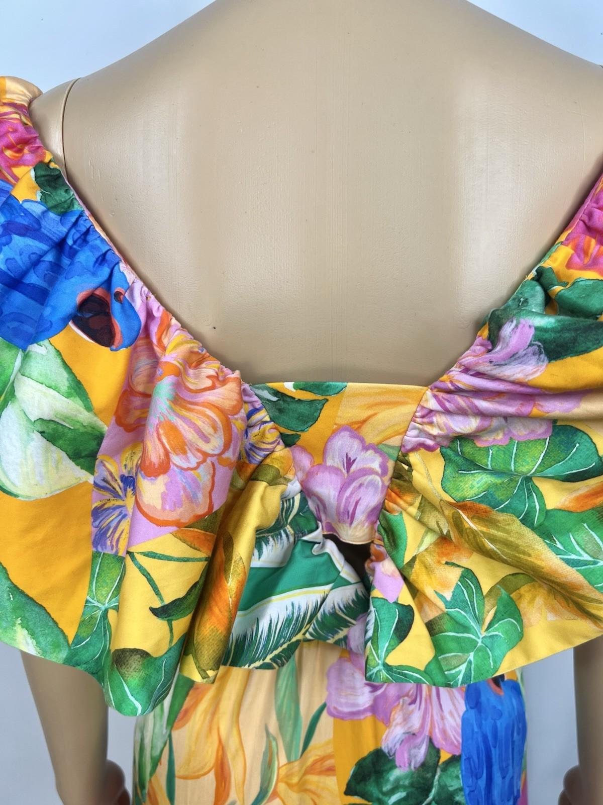 Alden Adair Camilla Santiago Midi Maxi Dress Size M Resort Tropical Ruffle
