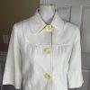 LEVINE CLASSIS 2PC Ivory Polyester Rayon Stretch 3/4 Sleeves Skirt Suit Size 8