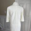 LEVINE CLASSIS 2PC Ivory Polyester Rayon Stretch 3/4 Sleeves Skirt Suit Size 8
