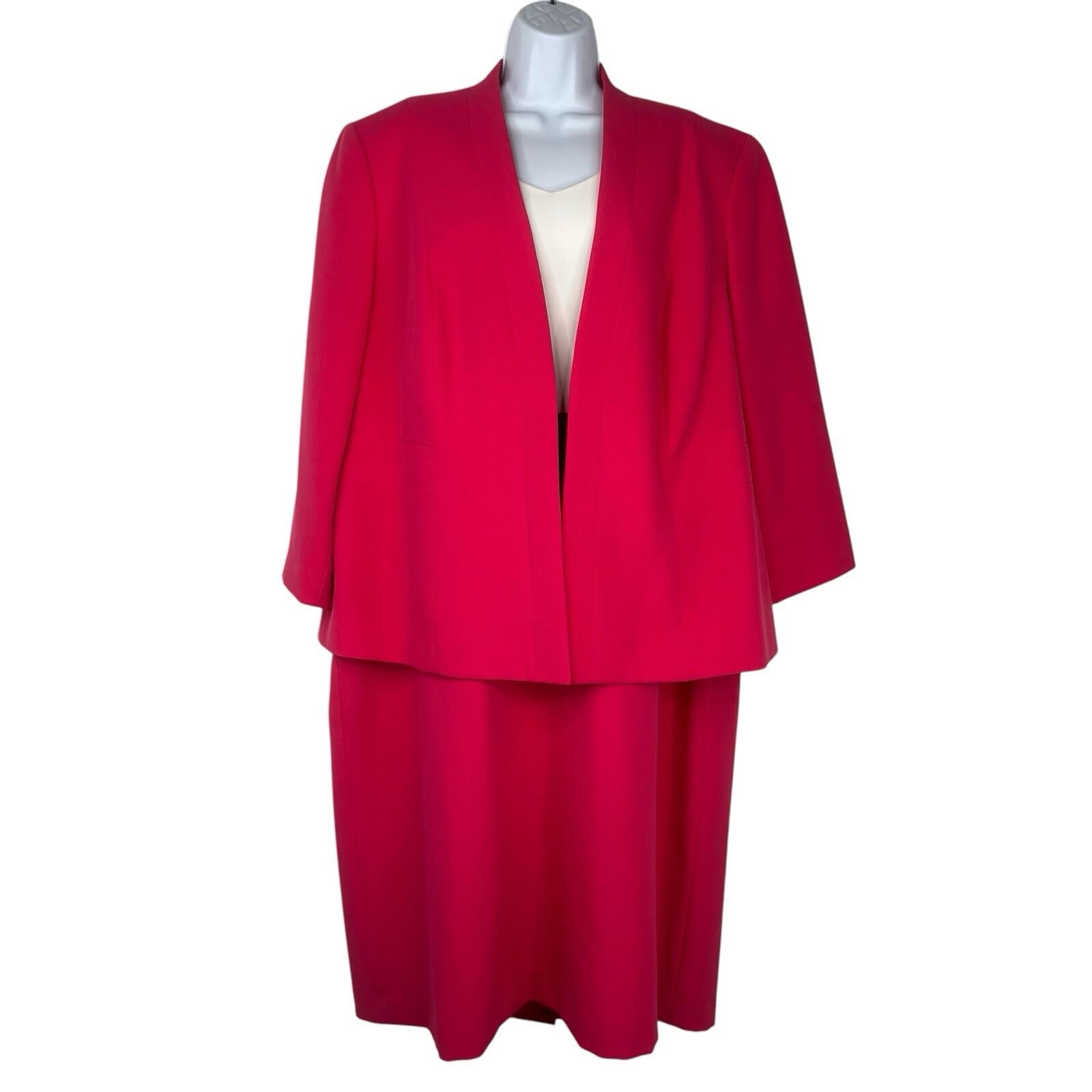 Kasper Stretch Dress Suit 18W Multi Open Front 2PC Crepe Iconic Everlasting 2PC