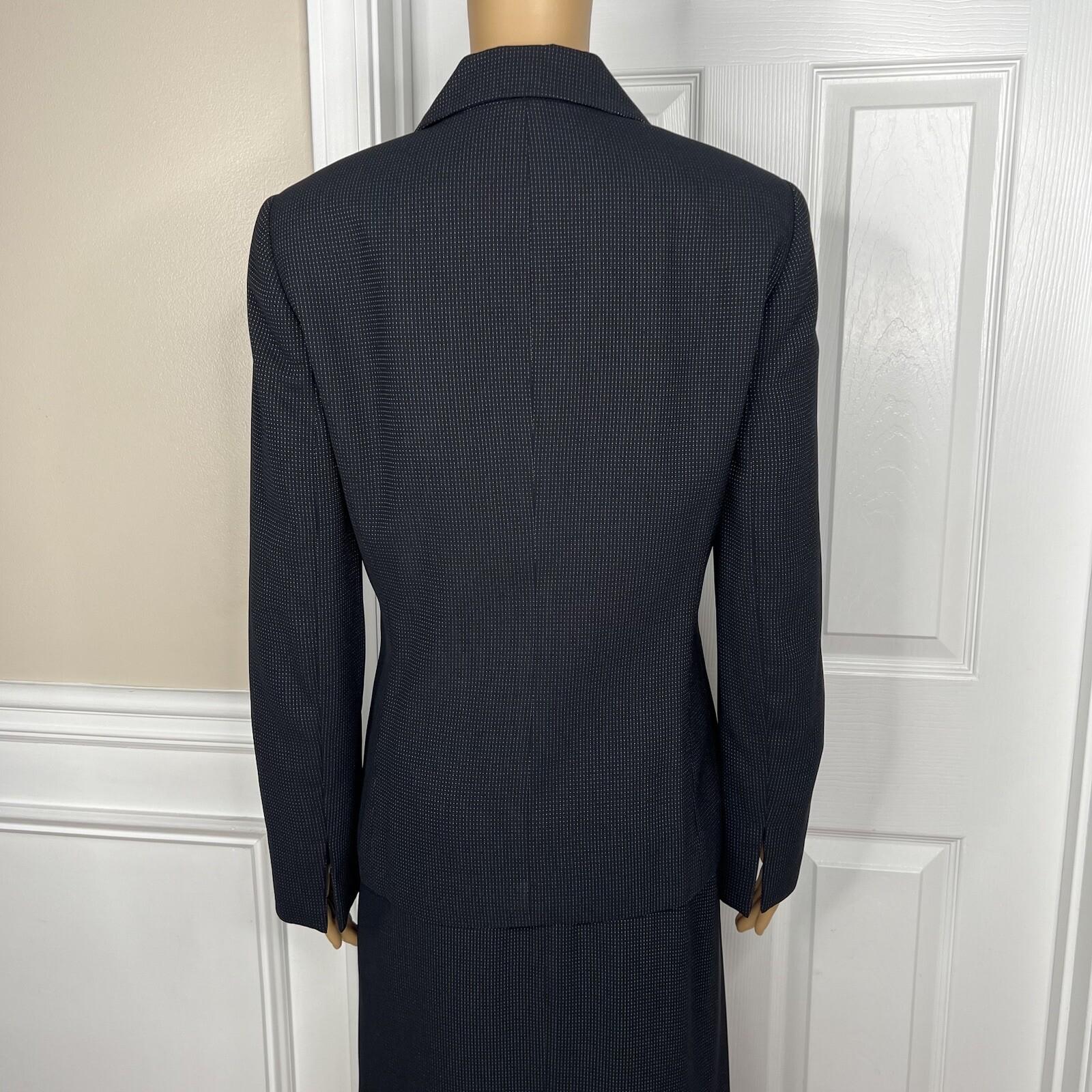 Kasper Classics Polyester Skirt Suit 10 Black Flecked Open Front Pleated 2PC