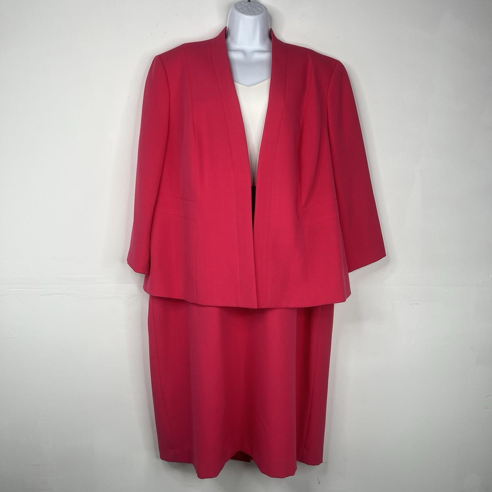 Kasper Stretch Dress Suit 18W Multi Open Front 2PC Crepe Iconic Everlasting 2PC