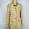 Le Suit Cotton Blend Skirt Suit 12 Gold Beige Twill Notch Collar Midi Blazer