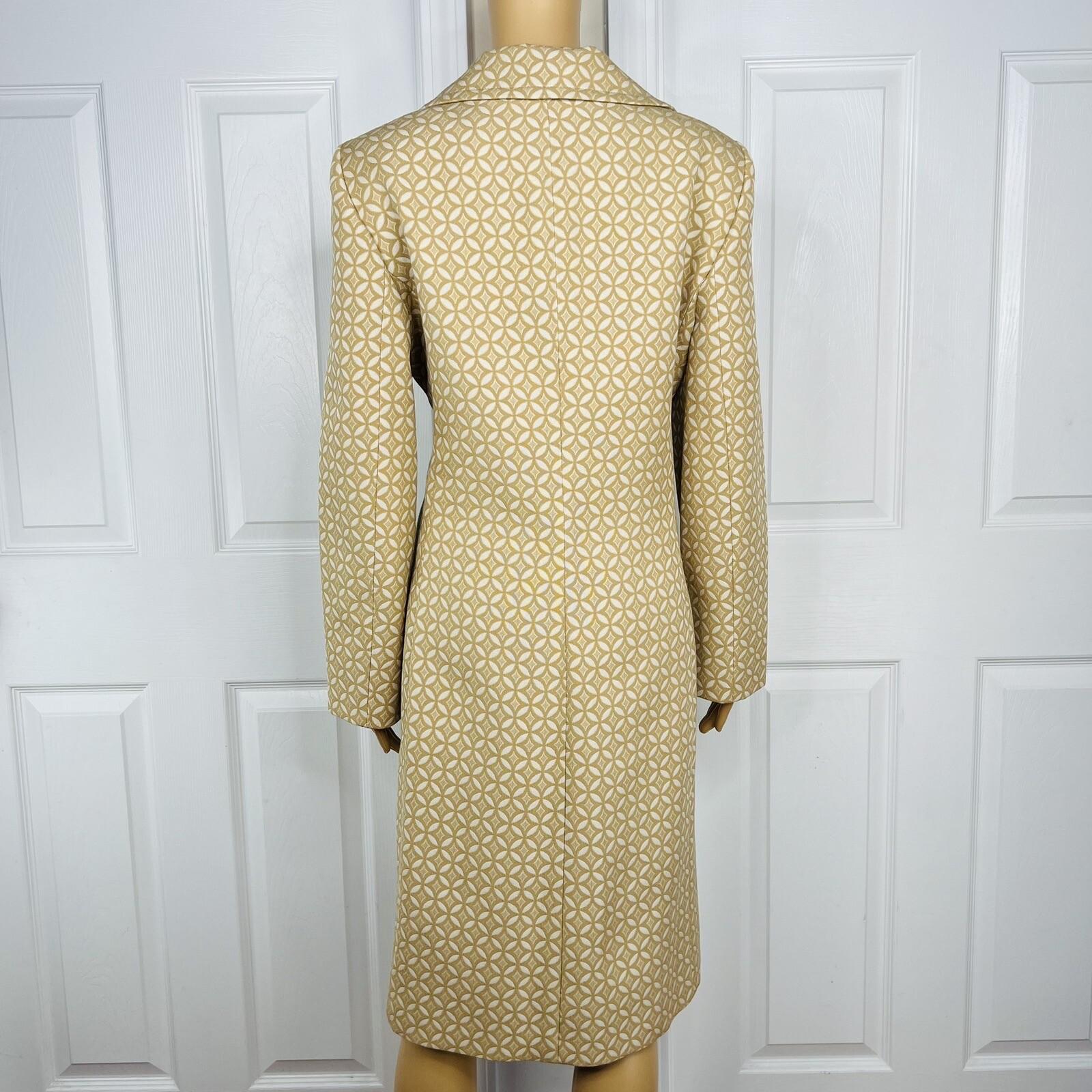 Le Suit Cotton Blend Skirt Suit 12 Gold Beige Twill Notch Collar Midi Blazer