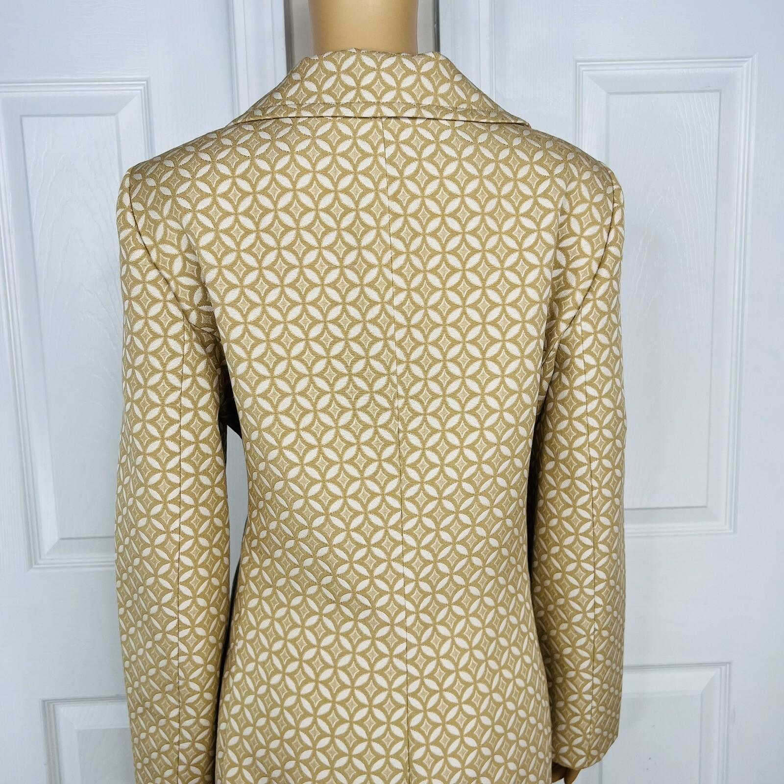Le Suit Cotton Blend Skirt Suit 12 Gold Beige Twill Notch Collar Midi Blazer