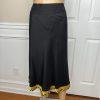 Victor Costa Vintage 80's Silk Skirt Size 20W Black Embroidered Flared Lined