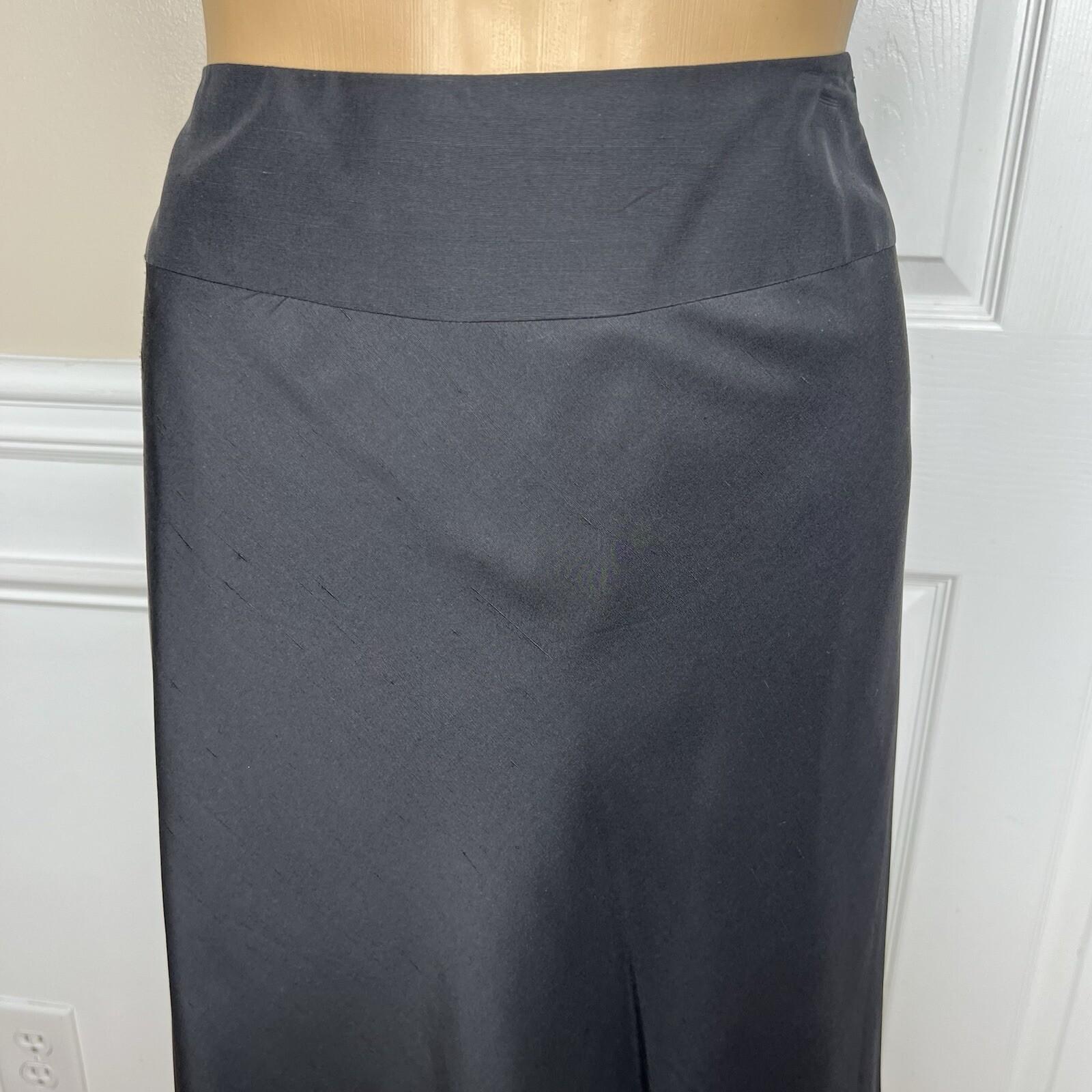 Victor Costa Vintage 80's Silk Skirt Size 20W Black Embroidered Flared Lined