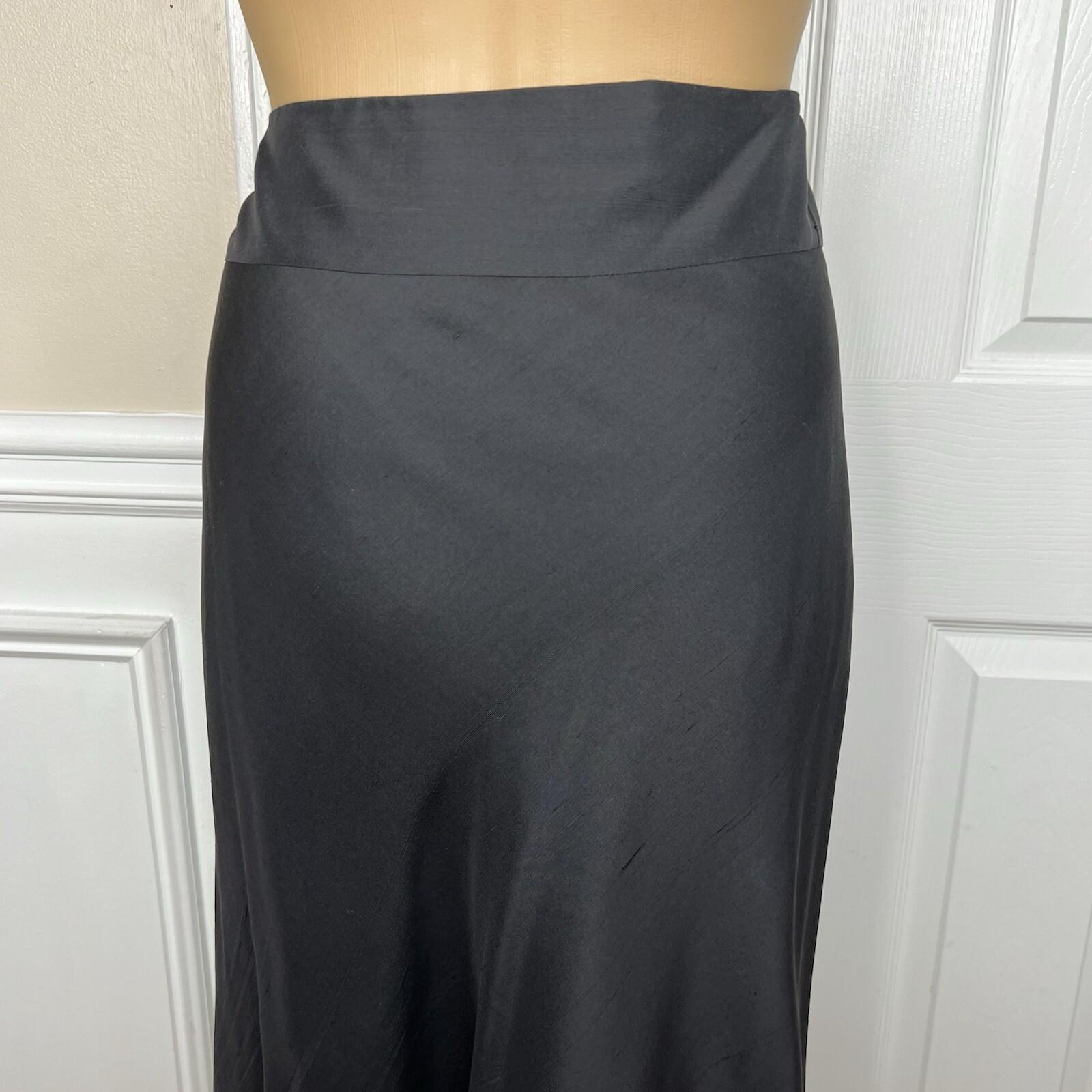 Victor Costa Vintage 80's Silk Skirt Size 20W Black Embroidered Flared Lined