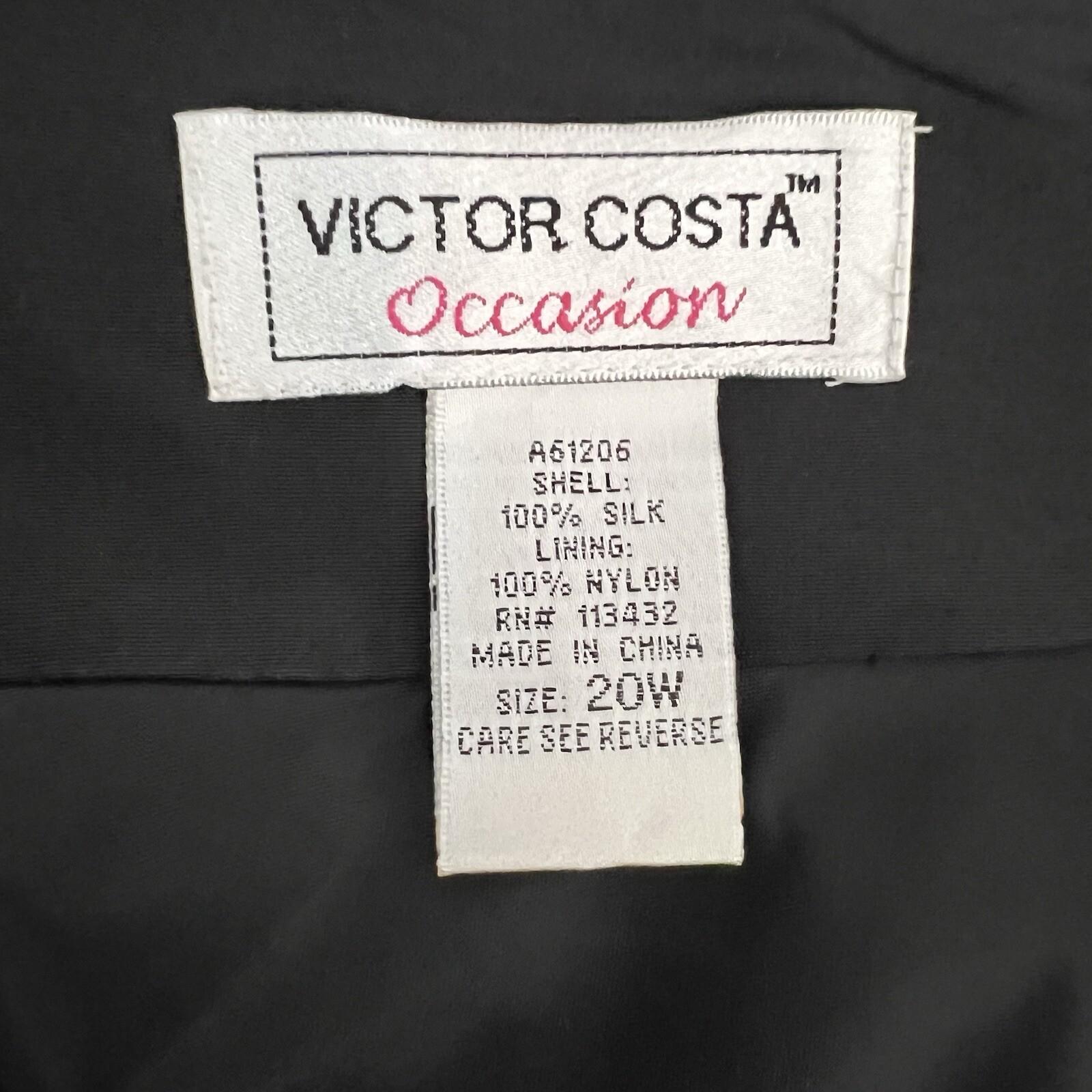 Victor Costa Vintage 80's Silk Skirt Size 20W Black Embroidered Flared Lined