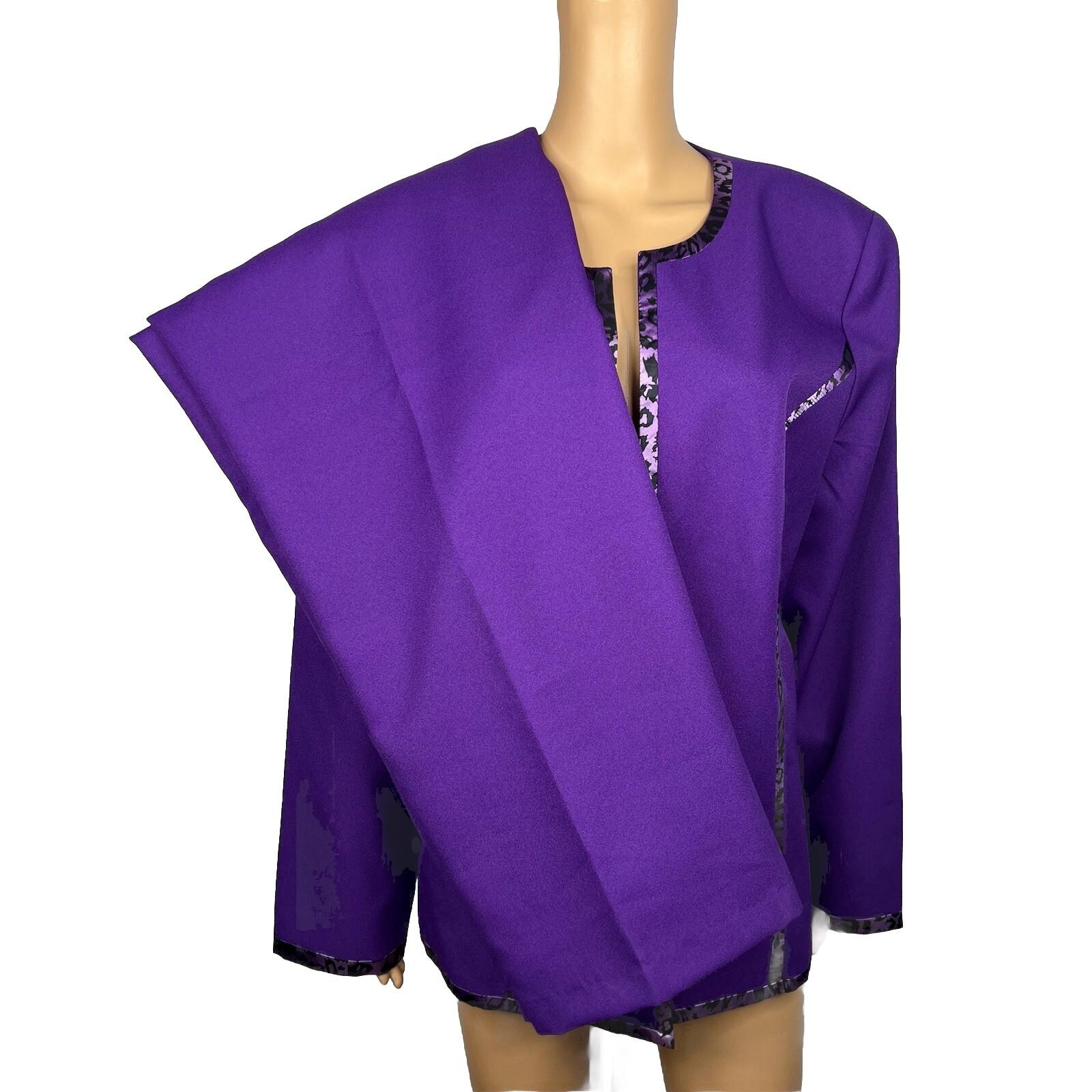 Ben Marc Int Women Polyester Pant Suit Size 18 Purple Open Front Lined 2PC New