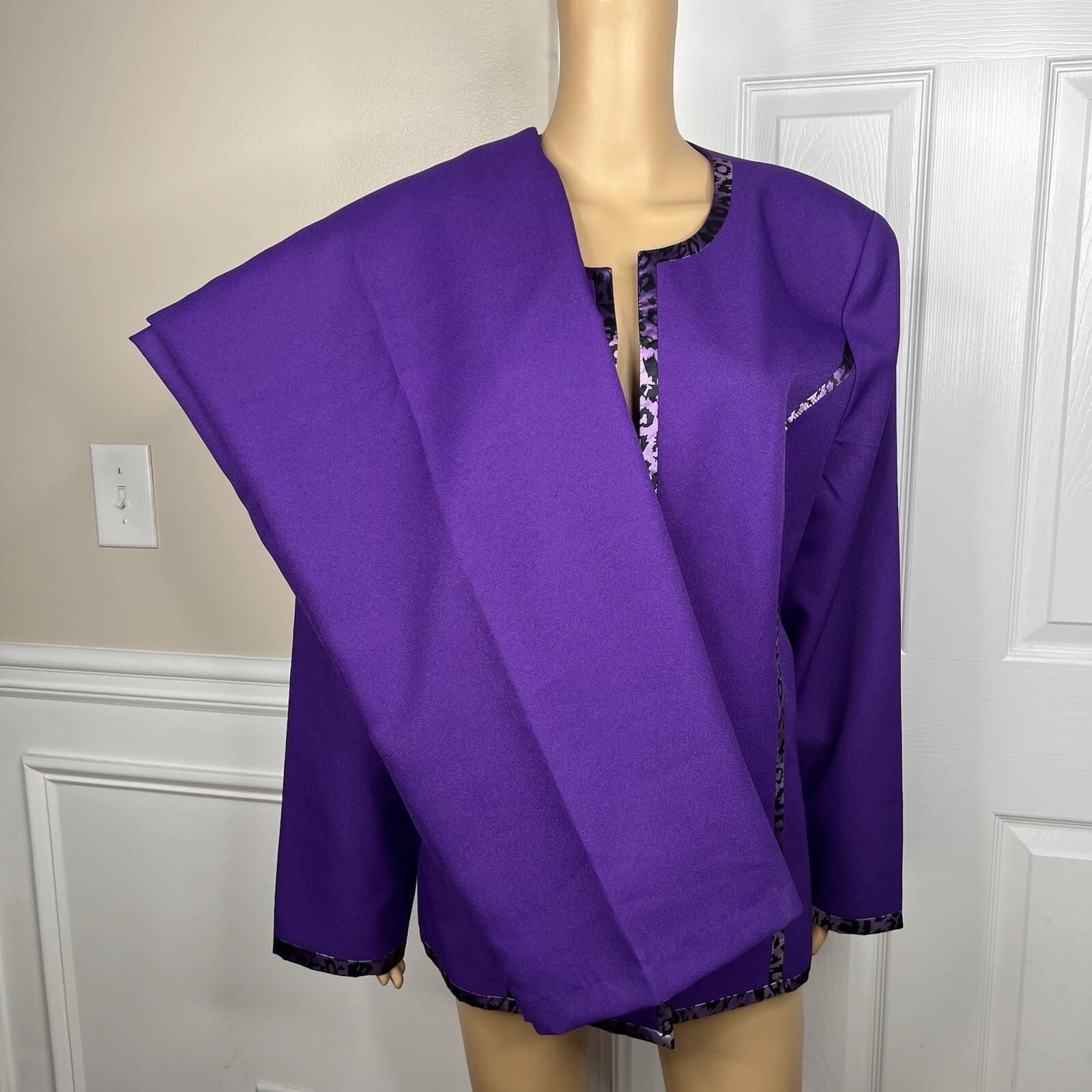 Ben Marc Int Women Polyester Pant Suit Size 18 Purple Open Front Lined 2PC New