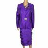 10-645.jpg Diana Polyester Skirt Suit Top Size 8 Purple Tiered Ruffle Elastic Waist 3PC New