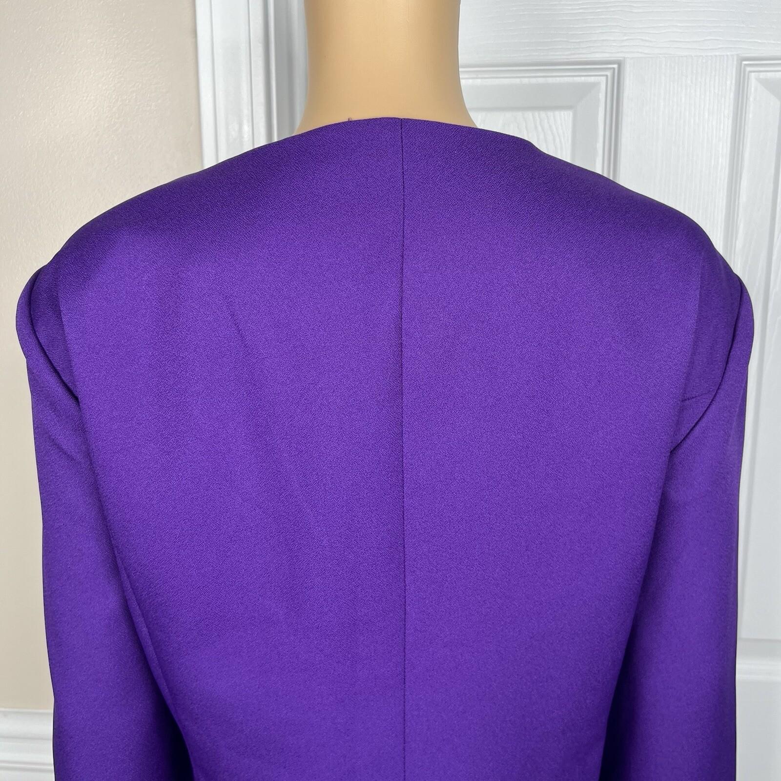 Ben Marc Int Women Polyester Pant Suit Size 18 Purple Open Front Lined 2PC New