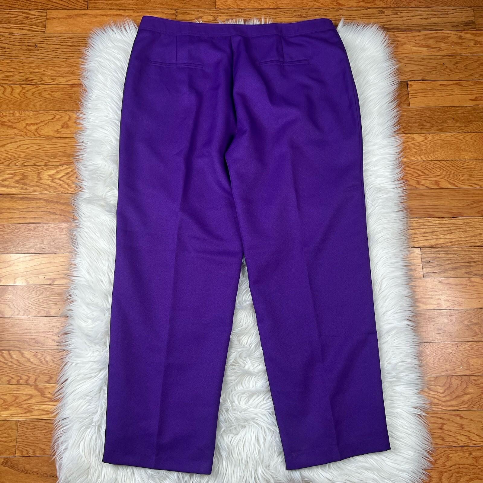 Ben Marc Int Women Polyester Pant Suit Size 18 Purple Open Front Lined 2PC New