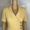 LE SUIT Polyester Skirt Suit 4P Brown Yellow Shawl Collar Wrap Short Sleeves 2PC