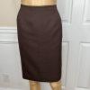 LE SUIT Polyester Skirt Suit 4P Brown Yellow Shawl Collar Wrap Short Sleeves 2PC