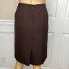 LE SUIT Polyester Skirt Suit 4P Brown Yellow Shawl Collar Wrap Short Sleeves 2PC