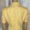 LE SUIT Polyester Skirt Suit 4P Brown Yellow Shawl Collar Wrap Short Sleeves 2PC