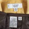 LE SUIT Polyester Skirt Suit 4P Brown Yellow Shawl Collar Wrap Short Sleeves 2PC