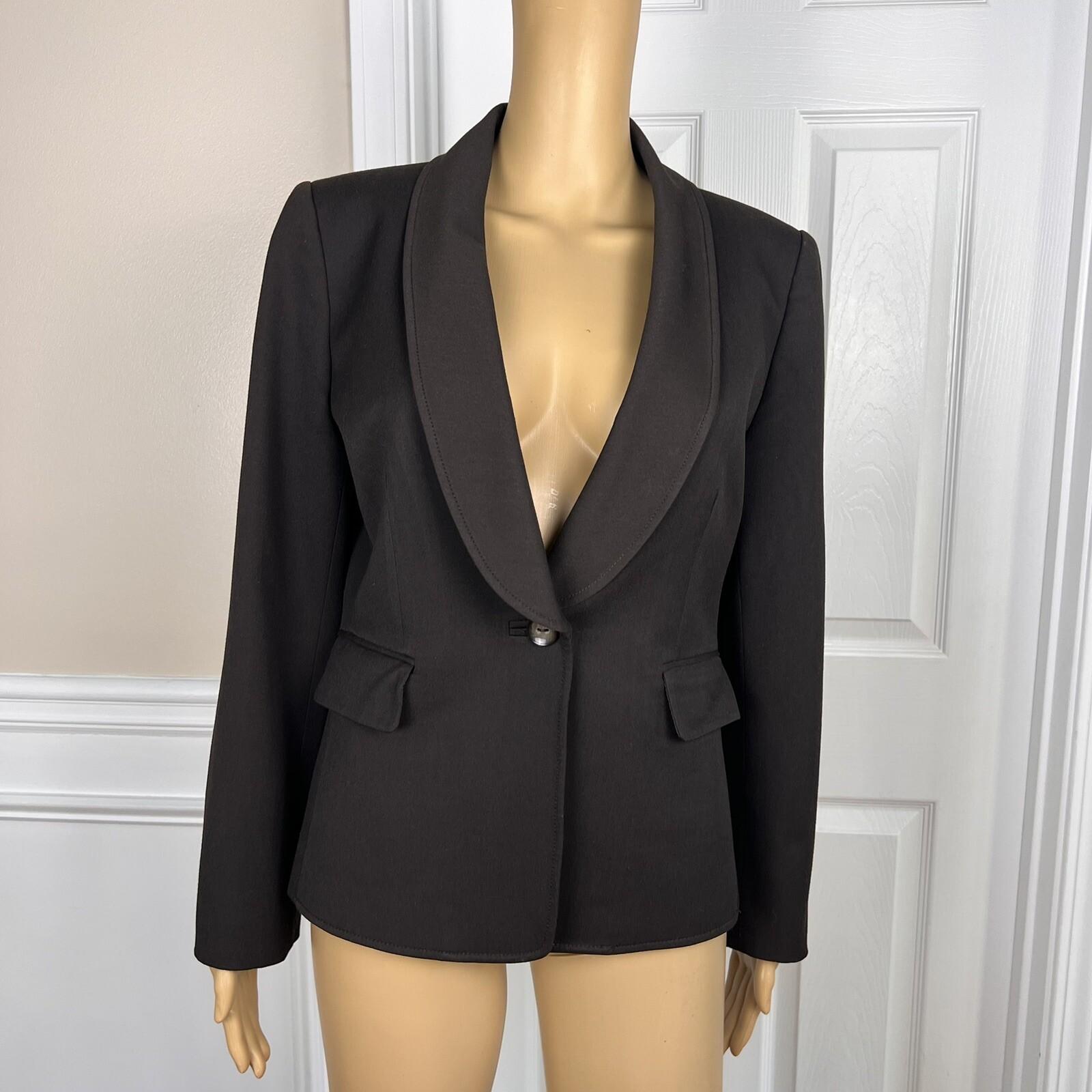 TAHARI ASL 2PC Brown Polyester Viscose Stretch Shawl Collar Pant Suit Size 8P