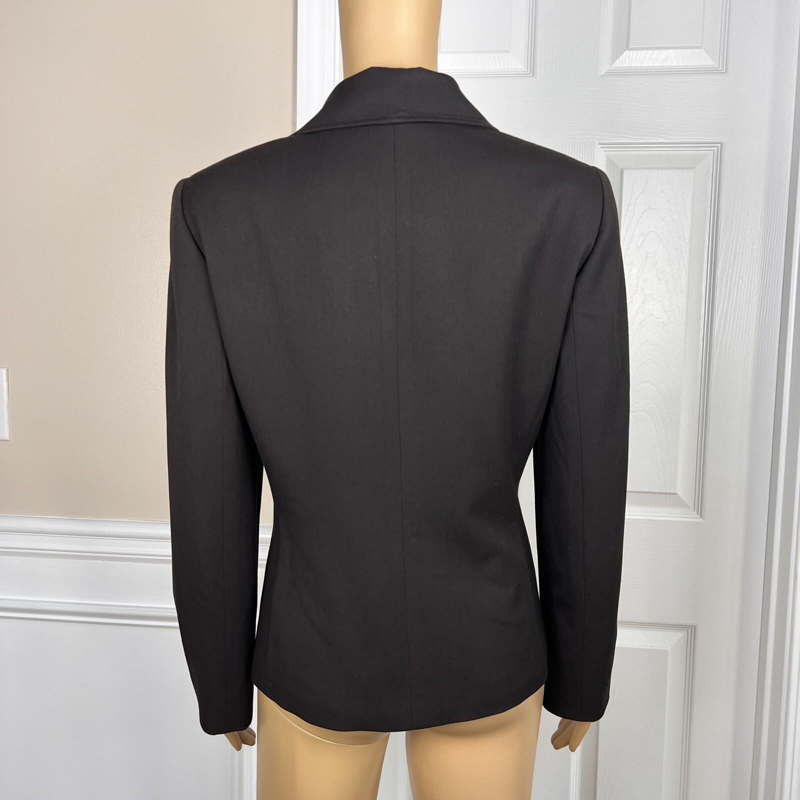 TAHARI ASL 2PC Brown Polyester Viscose Stretch Shawl Collar Pant Suit Size 8P