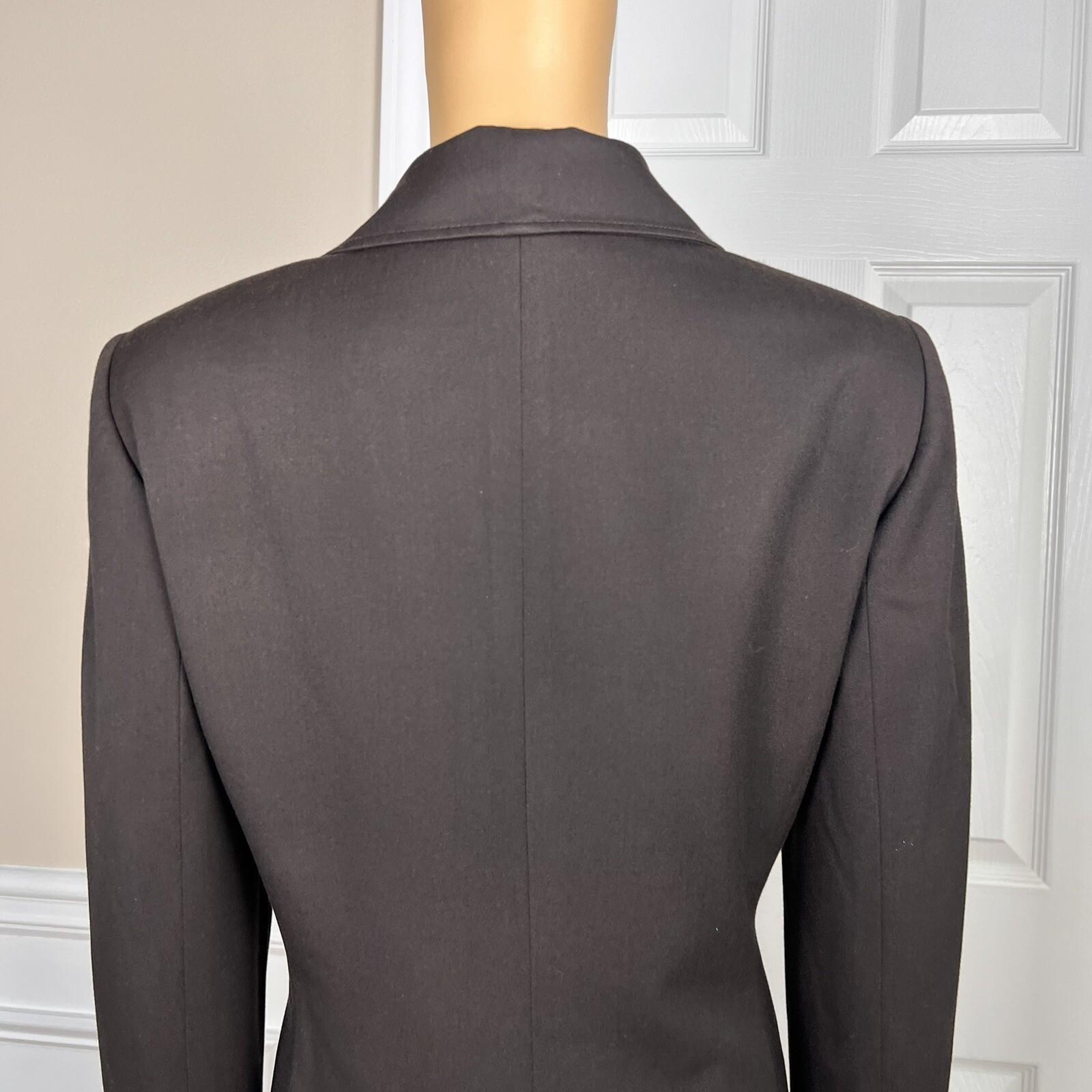 TAHARI ASL 2PC Brown Polyester Viscose Stretch Shawl Collar Pant Suit Size 8P