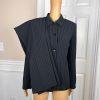 10-6475.jpg TAHARI ASL 2PC Black Striped Polyester Rayon Lined Collared Pant Suit Size 8