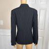 10-6478.jpg TAHARI ASL 2PC Black Striped Polyester Rayon Lined Collared Pant Suit Size 8