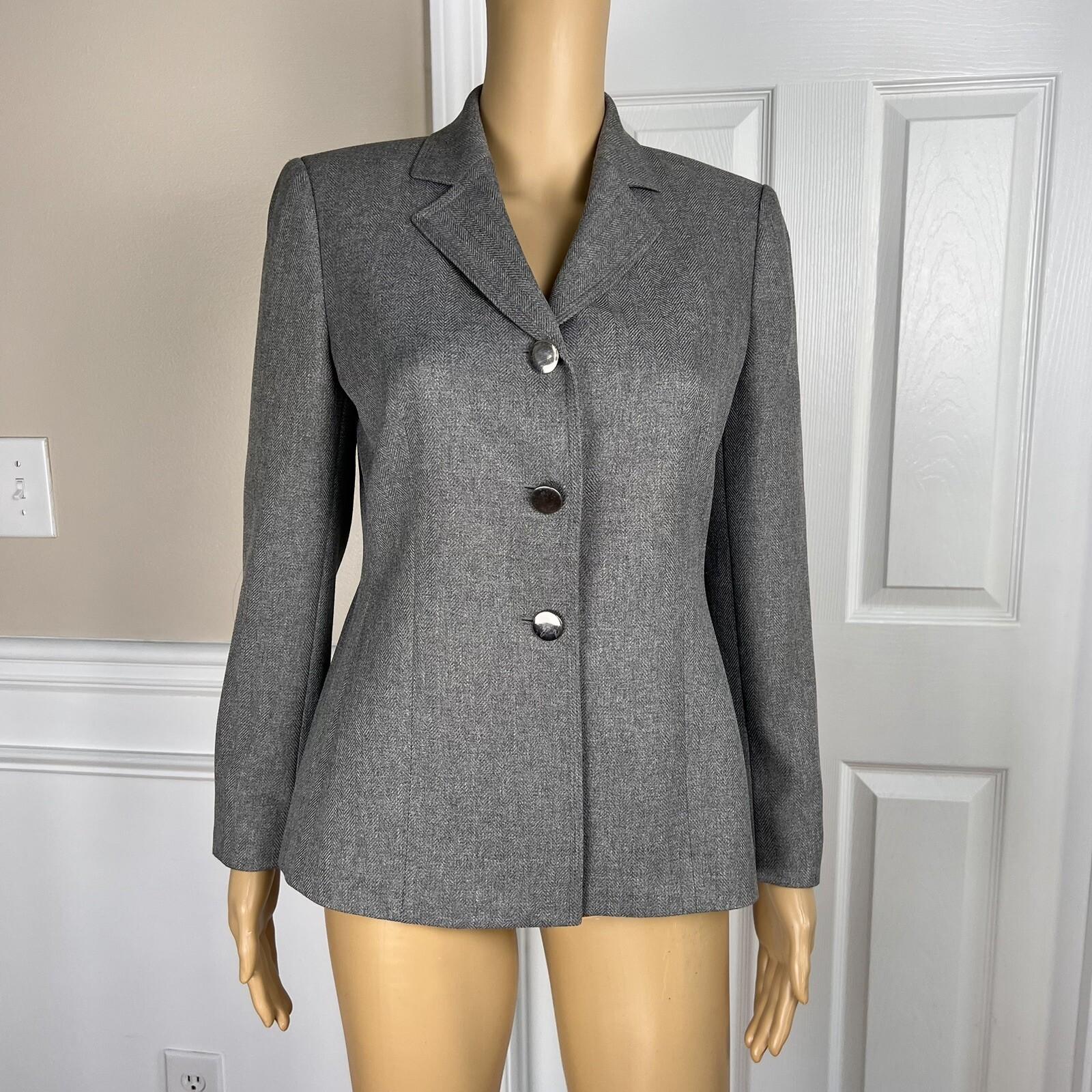 Le Suit Polyester Pant Suit Size 4P Gray Single Breasted Lined 2PC Notch Collar