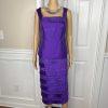 10-649.jpg Diana Polyester Skirt Suit Top Size 8 Purple Tiered Ruffle Elastic Waist 3PC New