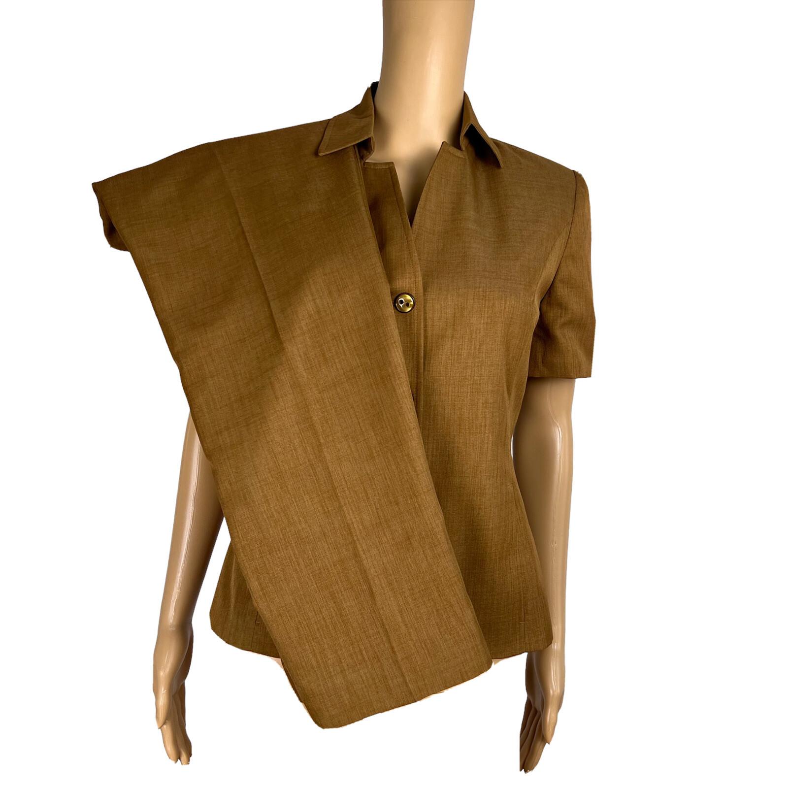 New LARRY LEVINE 2PC Ginger Polyester Lined Short Sleeves Pant Suit Size 4P
