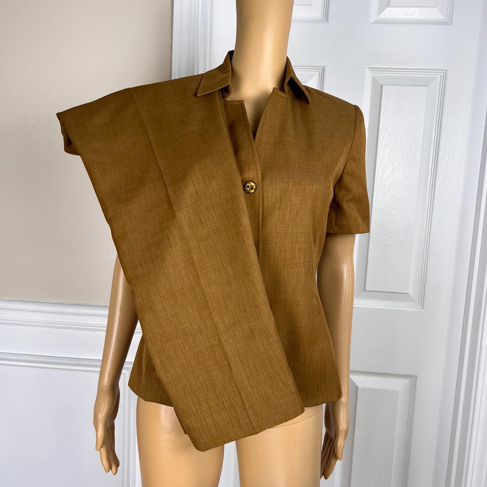 New LARRY LEVINE 2PC Ginger Polyester Lined Short Sleeves Pant Suit Size 4P