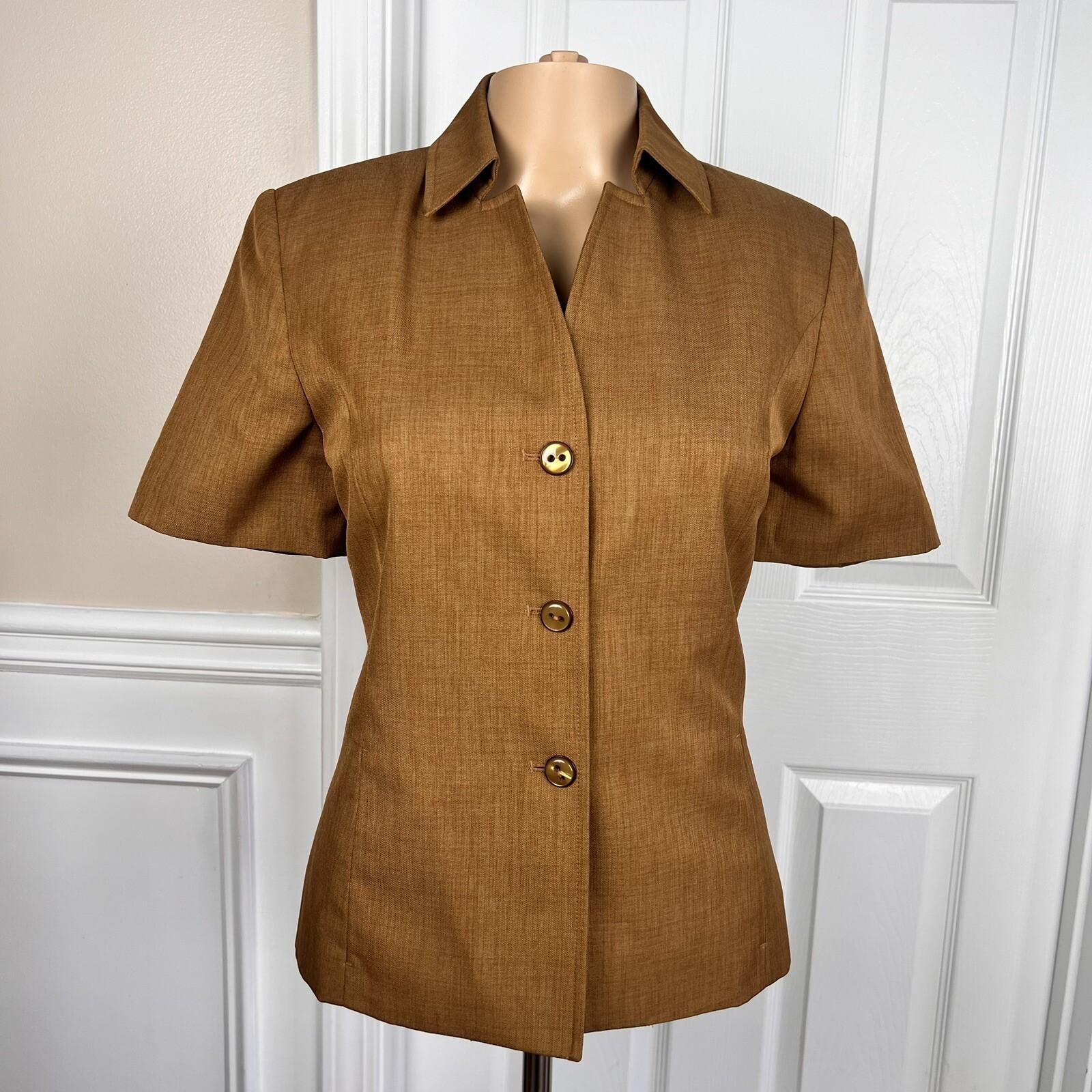 New LARRY LEVINE 2PC Ginger Polyester Lined Short Sleeves Pant Suit Size 4P