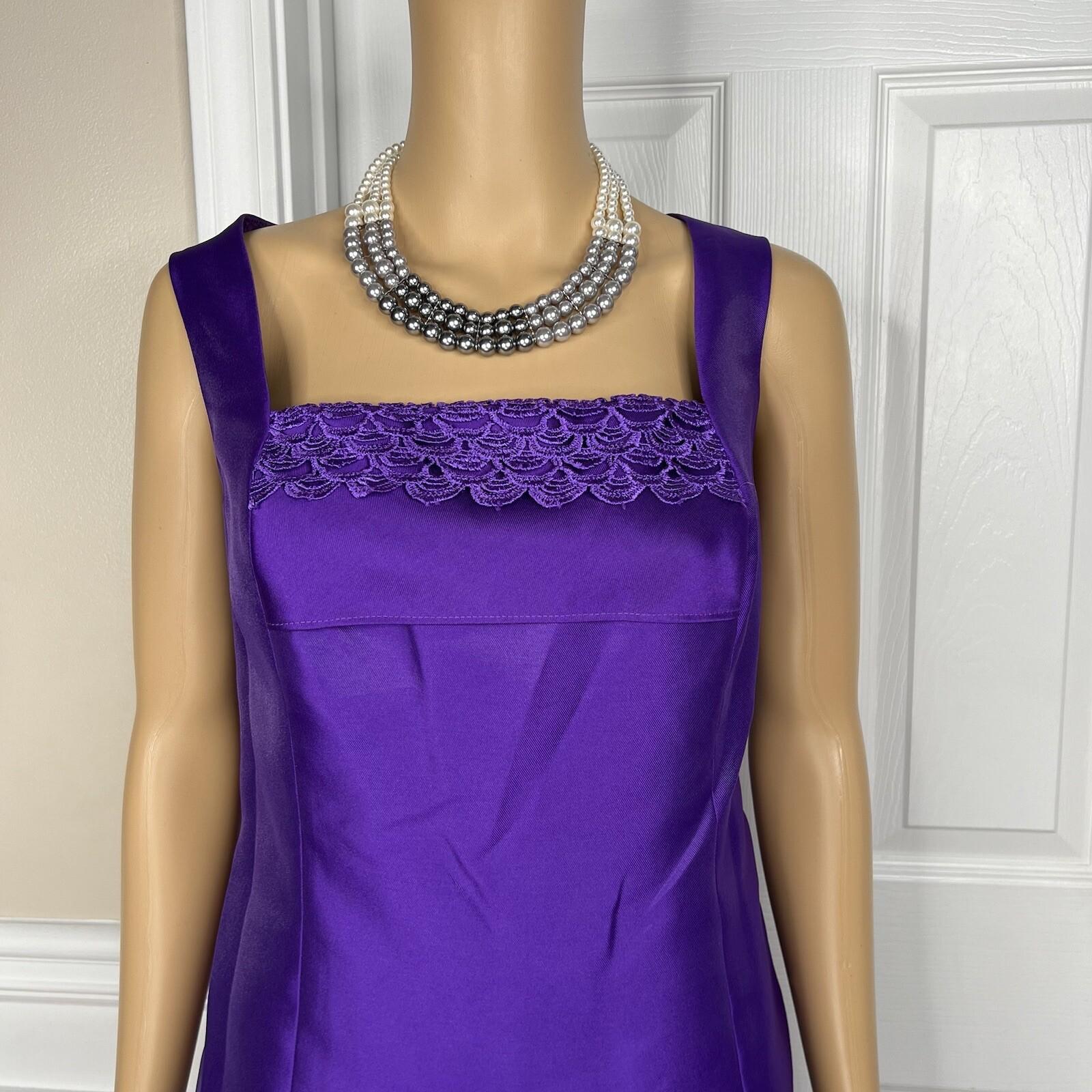10-650.jpg Diana Polyester Skirt Suit Top Size 8 Purple Tiered Ruffle Elastic Waist 3PC New