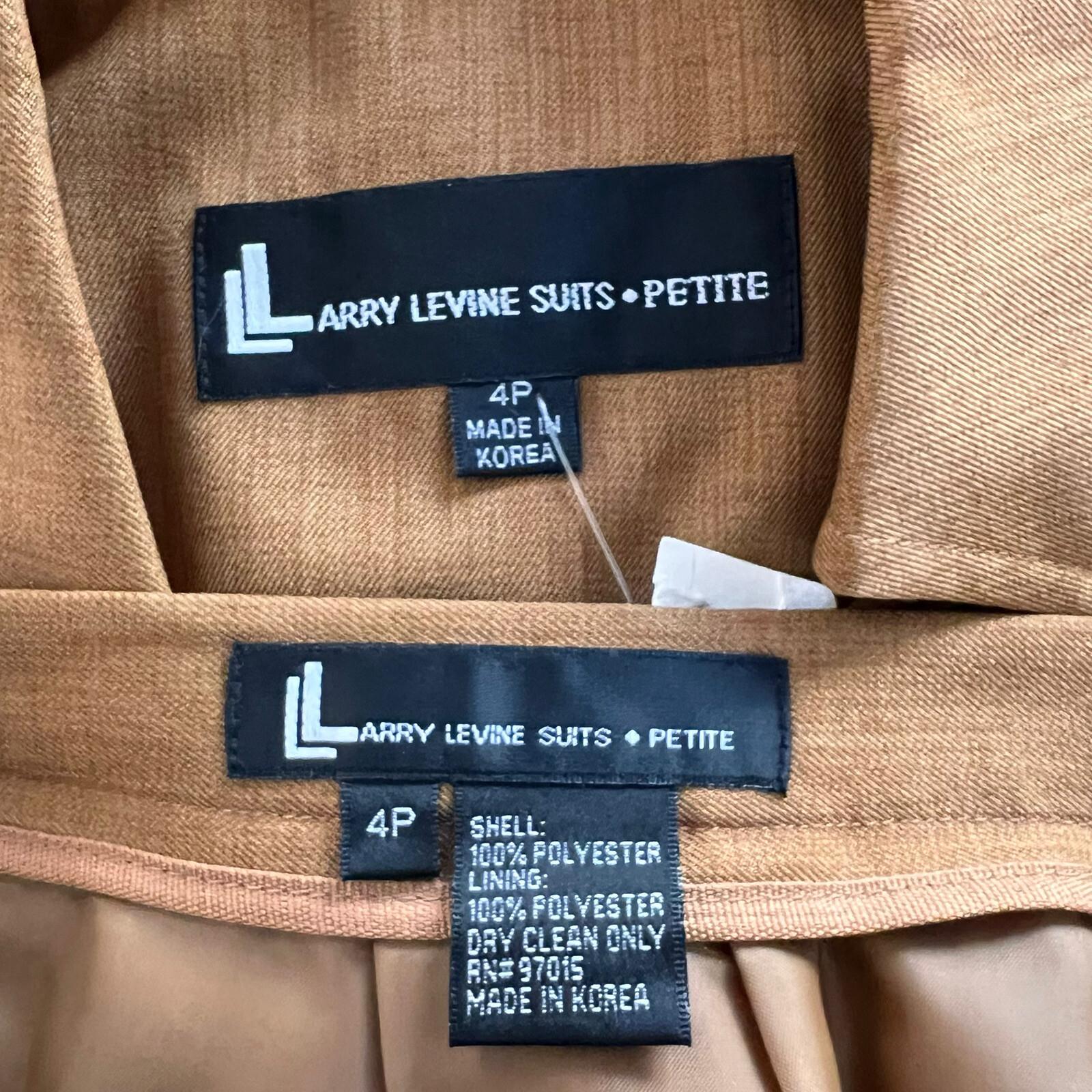 New LARRY LEVINE 2PC Ginger Polyester Lined Short Sleeves Pant Suit Size 4P