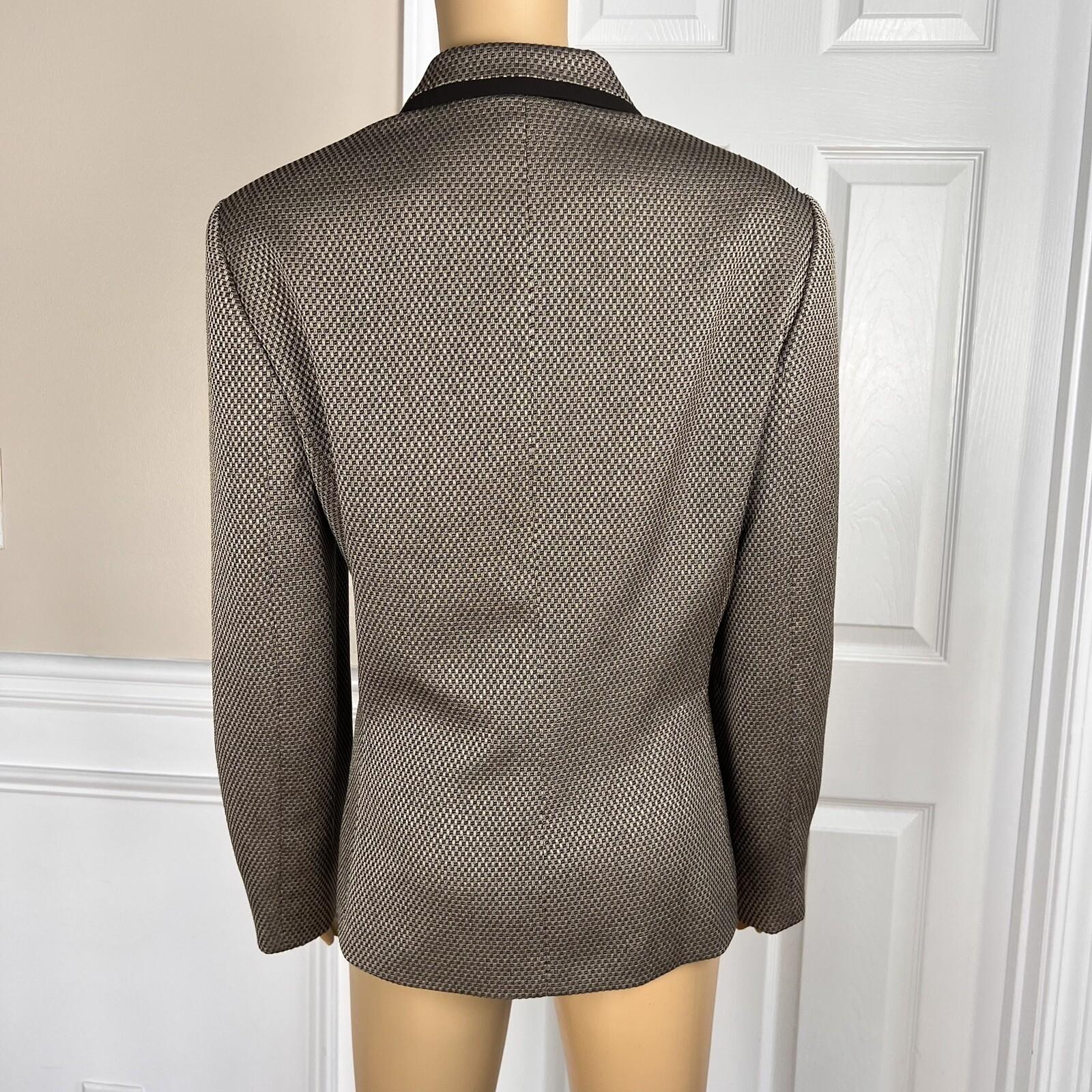 EVAN PICONE 2PC Brown Beige Polyester Lined Single Breasted Pant Suit Size 14