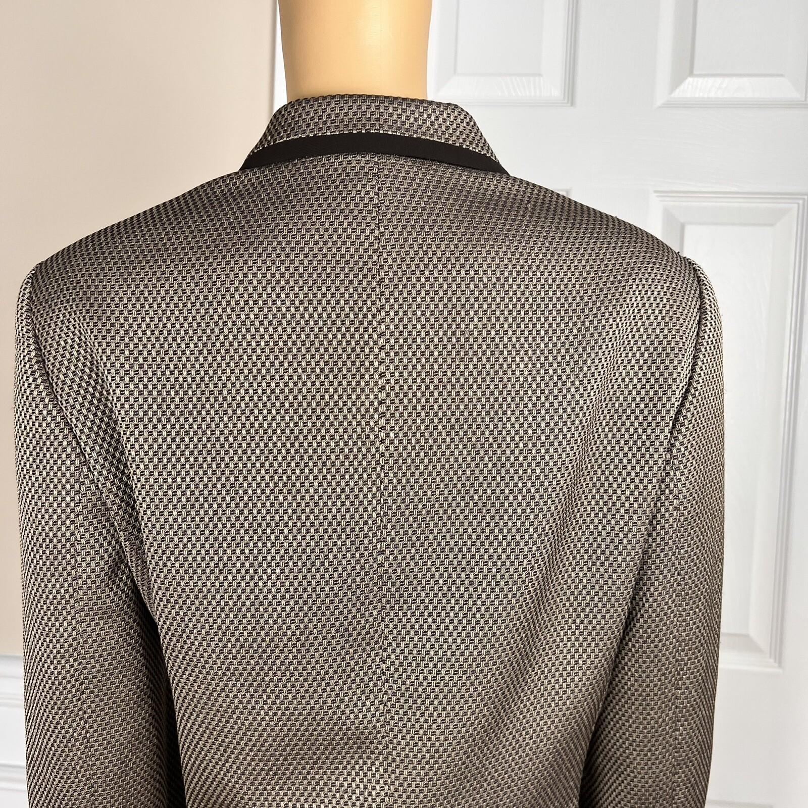 EVAN PICONE 2PC Brown Beige Polyester Lined Single Breasted Pant Suit Size 14