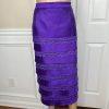 10-651.jpg Diana Polyester Skirt Suit Top Size 8 Purple Tiered Ruffle Elastic Waist 3PC New