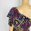Eva Mendes Maxi Dress S Floral One shoulder Pleated Multicolor Chiffon Elegant