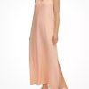 DKNY Linen Maxi Dress M Flamingo Sleeveless Relaxed Slit Loungewear Flattering