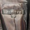 ANNE KLEIN Women Brown Striped Lined Single Wool Polyester Blazer Size 14
