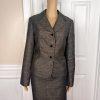 JOHN MEYER 2PC Black Gold Metallic Acrylic Wool Blend Cocktail Skirt Suit SZ 12