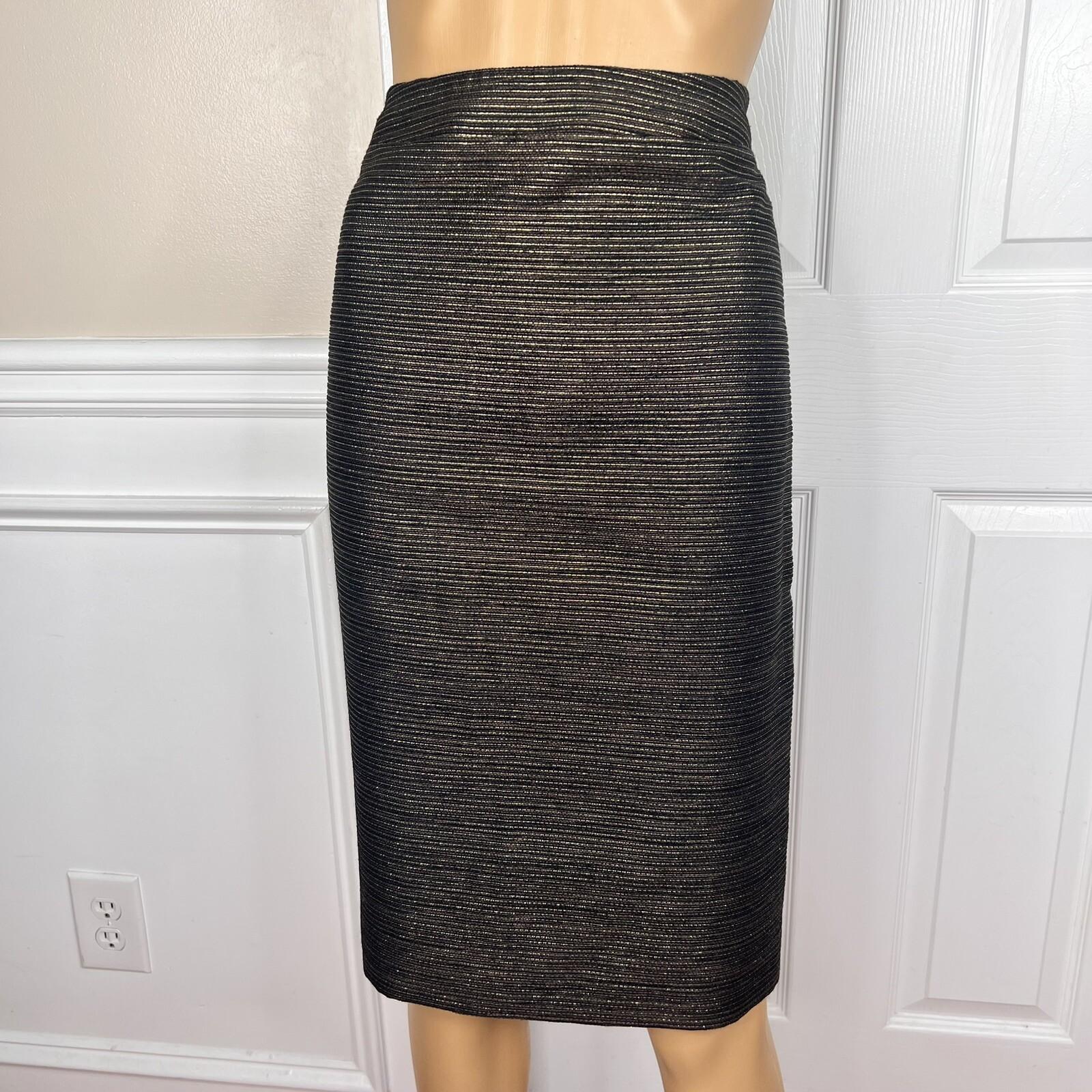 JOHN MEYER 2PC Black Gold Metallic Acrylic Wool Blend Cocktail Skirt Suit SZ 12