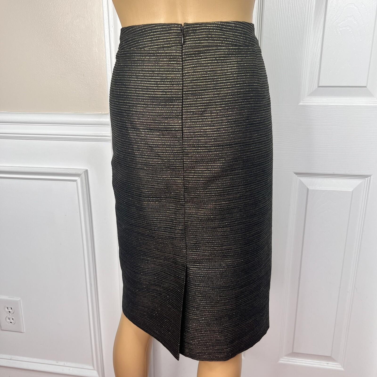 JOHN MEYER 2PC Black Gold Metallic Acrylic Wool Blend Cocktail Skirt Suit SZ 12