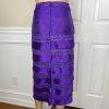 10-654.jpg Diana Polyester Skirt Suit Top Size 8 Purple Tiered Ruffle Elastic Waist 3PC New